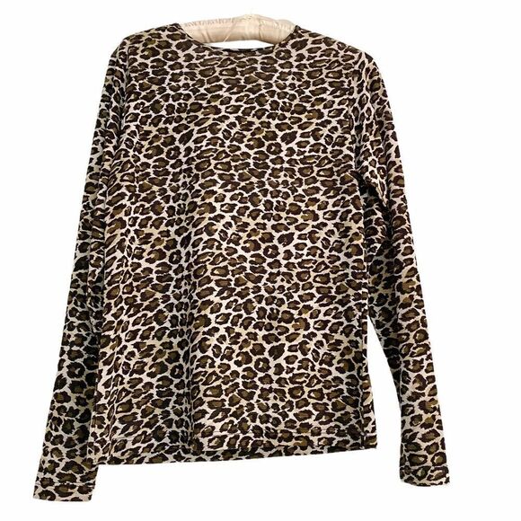 Lynn Ritchie Silk Cheetah Print Long Sleeve Top M - Picture 1 of 3